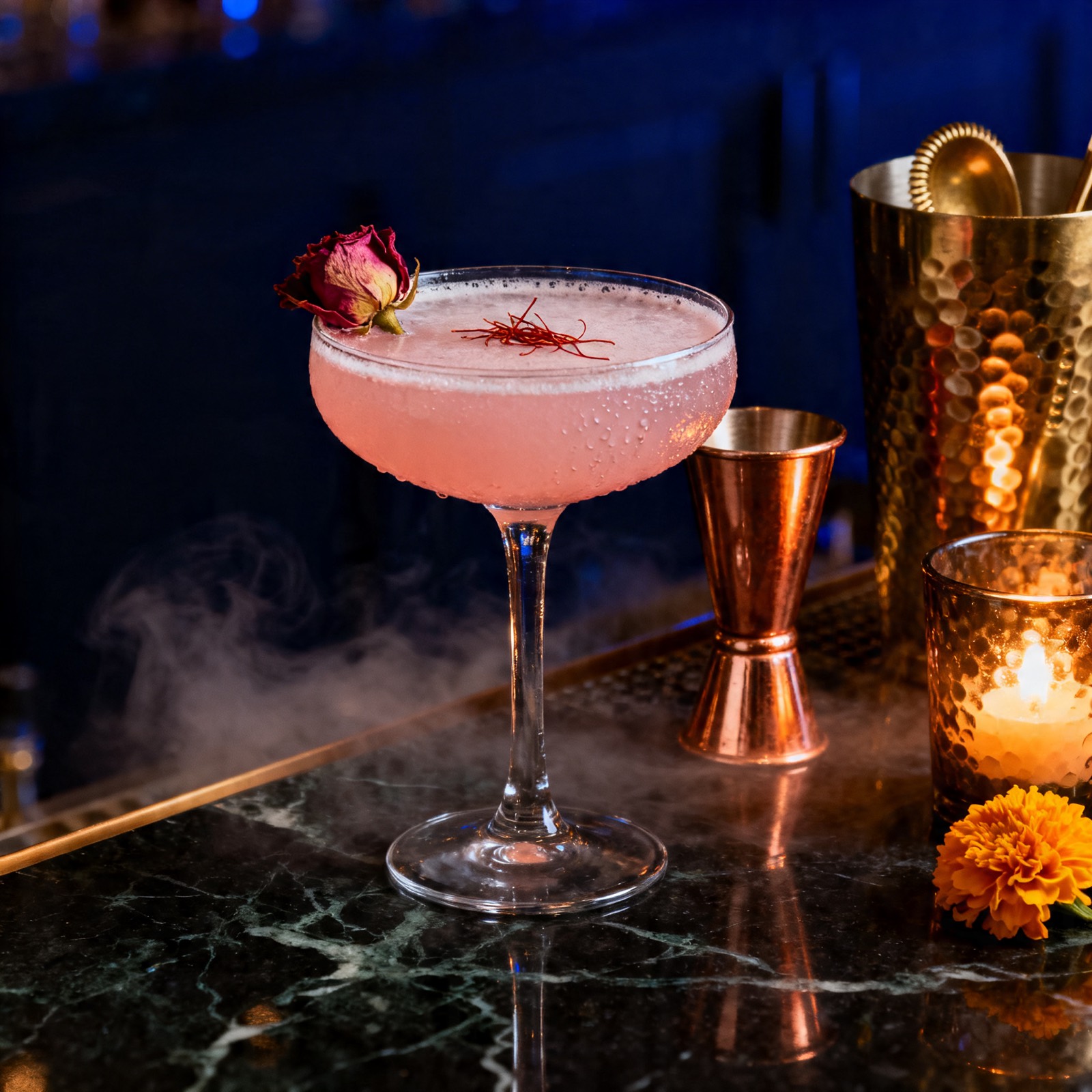 Cocktail in soft pond-side light